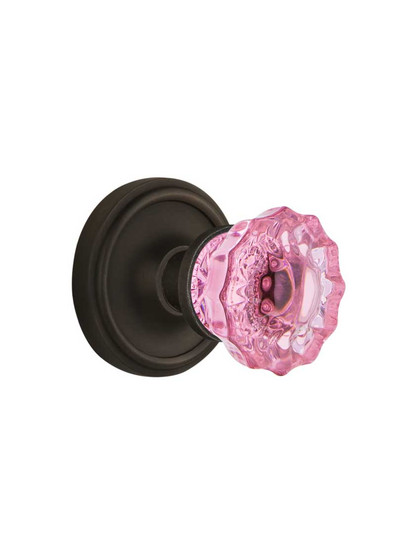 Classic Rosette Door Set with Colored Fluted Crystal Glass Knobs